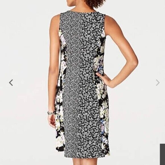 J. JILL Wearever Collection Mixed Floral Print Travel Sleeveless Dress, S Small - Picture 3 of 9